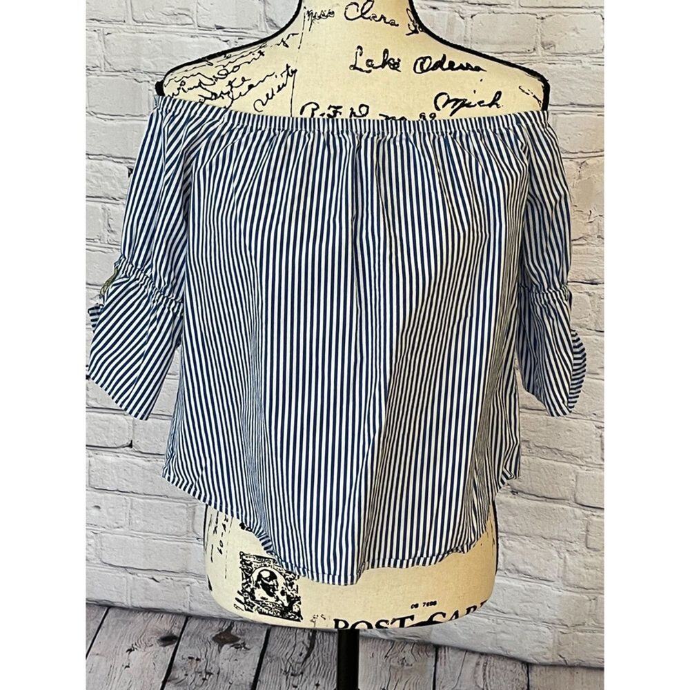 Ambiance Women’s Striped Off Shoulder Blouse (Size L)